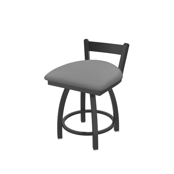 18" Low Back Swivel Vanity Stool, Pewter Finish, Canter Grey Seat